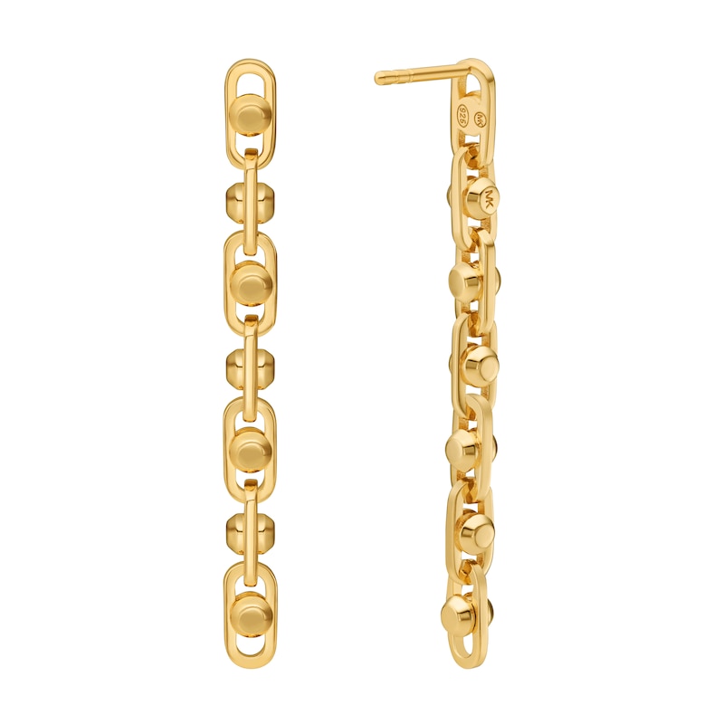 Main Image 2 of Michael Kors Ladies' Astor Link 14ct Gold Plated Chain Drop Stud Earrings