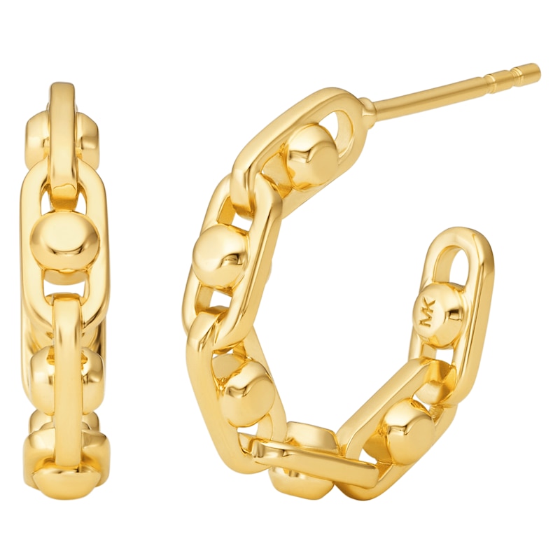 Main Image 1 of Michael Kors Ladies' Astor Link 14ct Gold Plated Chain Hoop Earrings