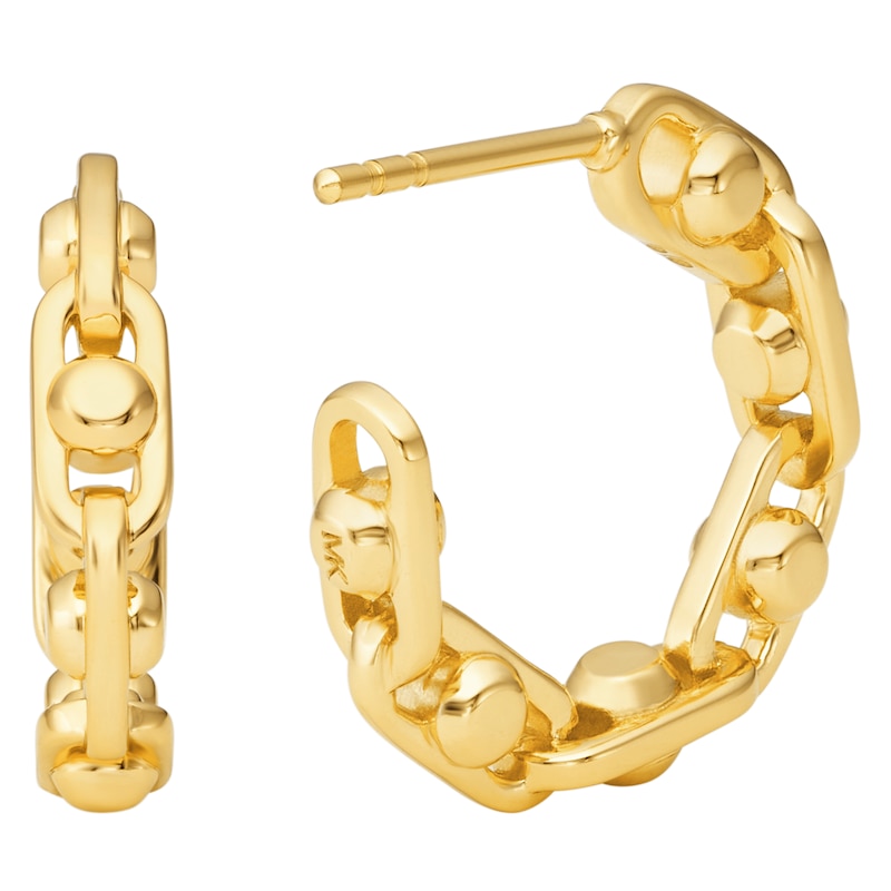 Main Image 2 of Michael Kors Ladies' Astor Link 14ct Gold Plated Chain Hoop Earrings