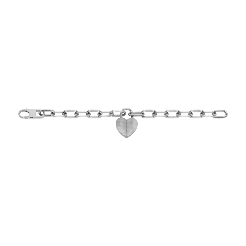 Main Image 4 of Fossil Women's Harlow Linear Texture Heart Station Bracelet