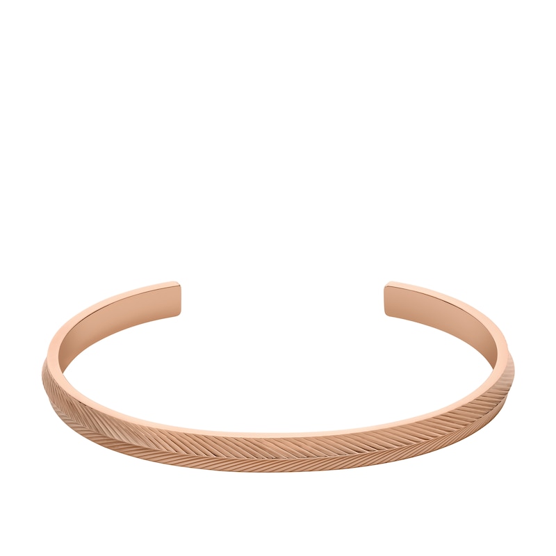 Main Image 1 of Fossil Harlow Ladies' Linear Texture Rose Gold Tone Cuff Bracelet