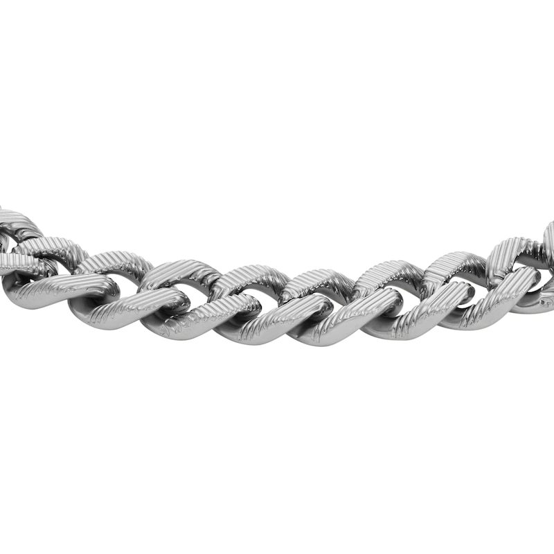 Fossil Harlow Men's Linear Texture Chain Stainless Steel Bracelet