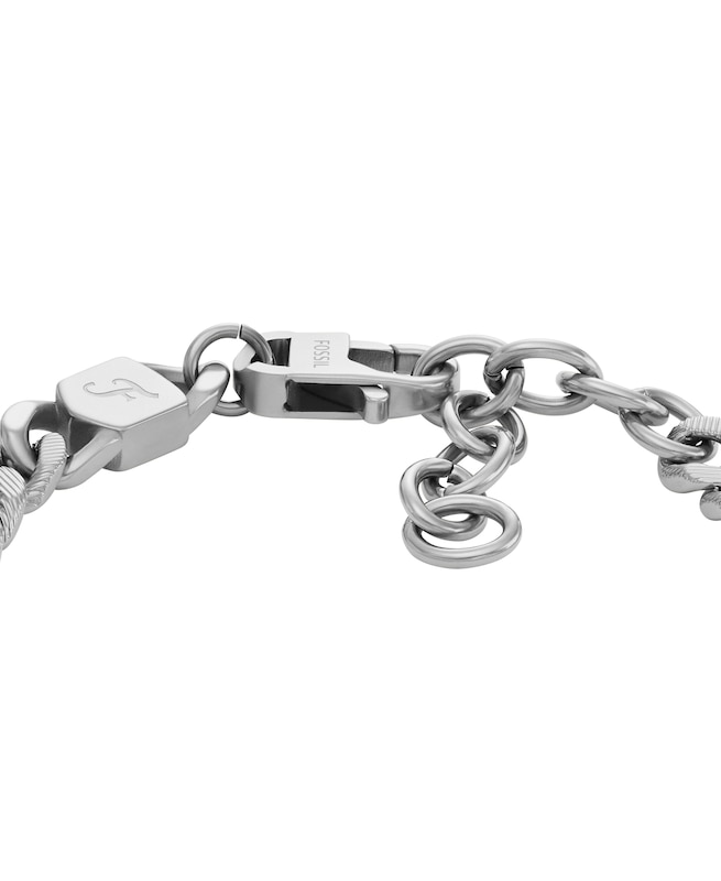Main Image 3 of Fossil Harlow Men's Linear Texture Chain Stainless Steel Bracelet