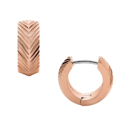 Fossil Harlow Ladies' Rose Gold Tone Linear Texture Hoop Earrings