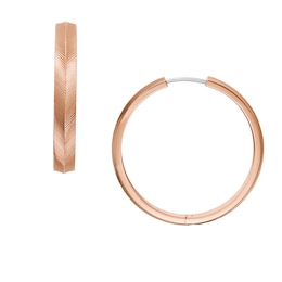 Fossil Harlow Ladies' Linear Texture Rose Gold Tone 37mm Hoop Earrings