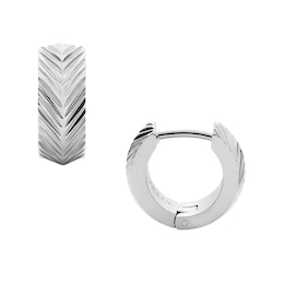 Fossil Harlow Ladies' Linear Texture Stainless Steel Hoop Earrings