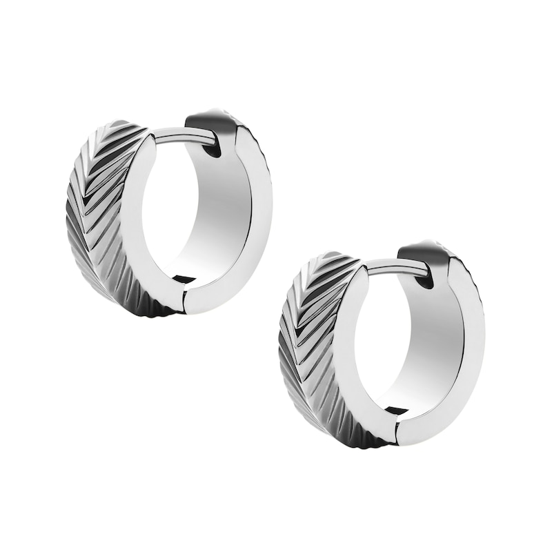 Main Image 2 of Fossil Harlow Ladies' Linear Texture Stainless Steel Hoop Earrings