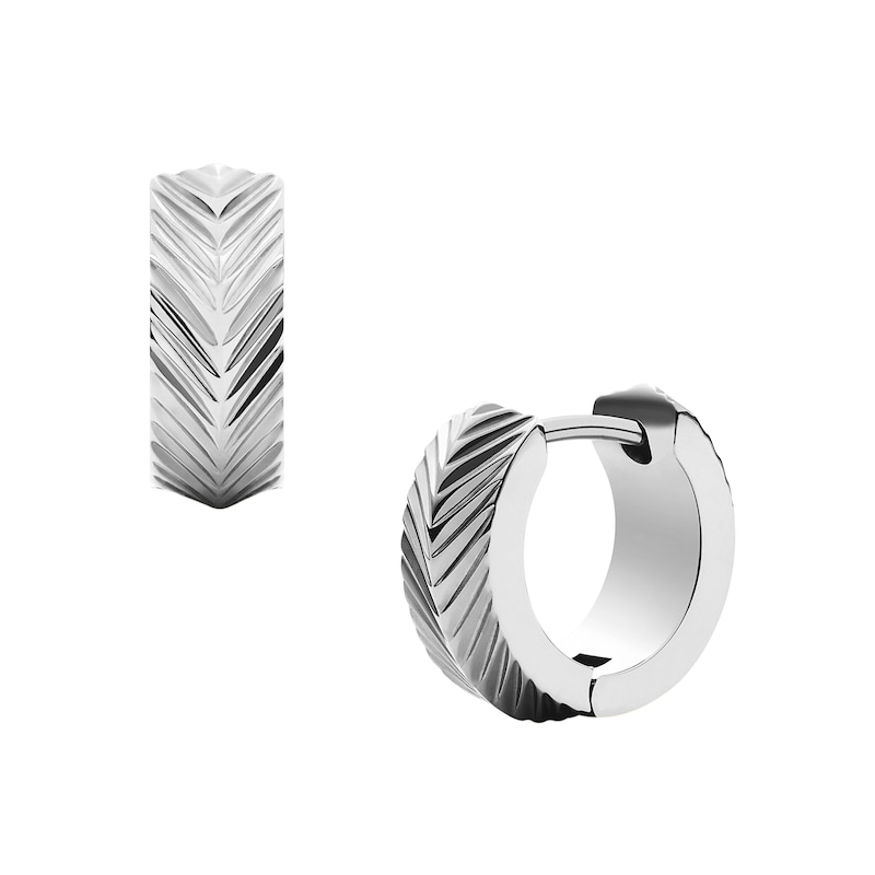 Main Image 3 of Fossil Harlow Ladies' Linear Texture Stainless Steel Hoop Earrings