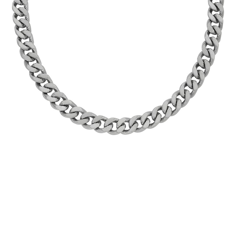 Main Image 1 of Fossil Harlow Men's Linear Texture Chain Stainless Steel Necklace