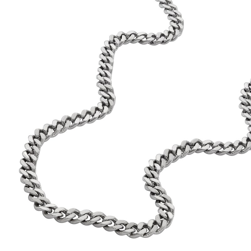 Main Image 4 of Fossil Harlow Men's Linear Texture Chain Stainless Steel Necklace