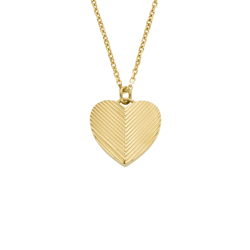 Fossil Women's Harlow Linear Texture Heart Gold TonePendant Necklace