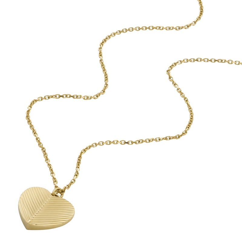 Main Image 2 of Fossil Women's Harlow Linear Texture Heart Gold TonePendant Necklace