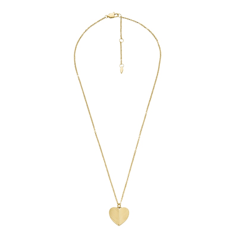 Fossil Women's Harlow Linear Texture Heart Gold TonePendant Necklace