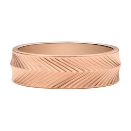 Fossil Harlow Ladies' Linear Texture Rose Gold Tone Ring - Size L