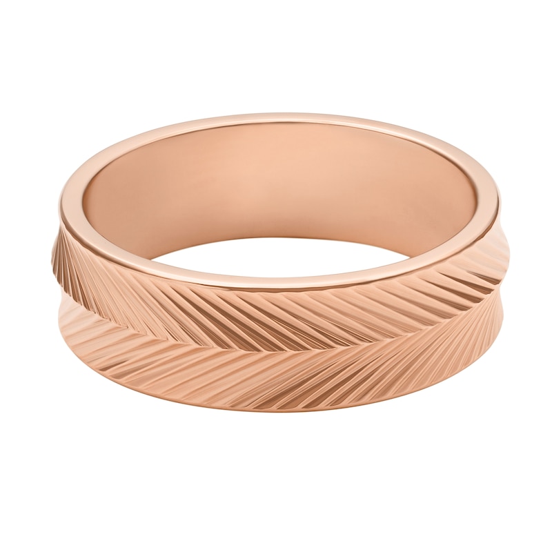 Main Image 2 of Fossil Harlow Ladies' Linear Texture Rose Gold Tone Ring - Size L
