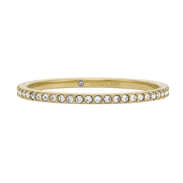 Fossil All Stacked Up Ladies' Gold Tone Crystal Ring - Size L