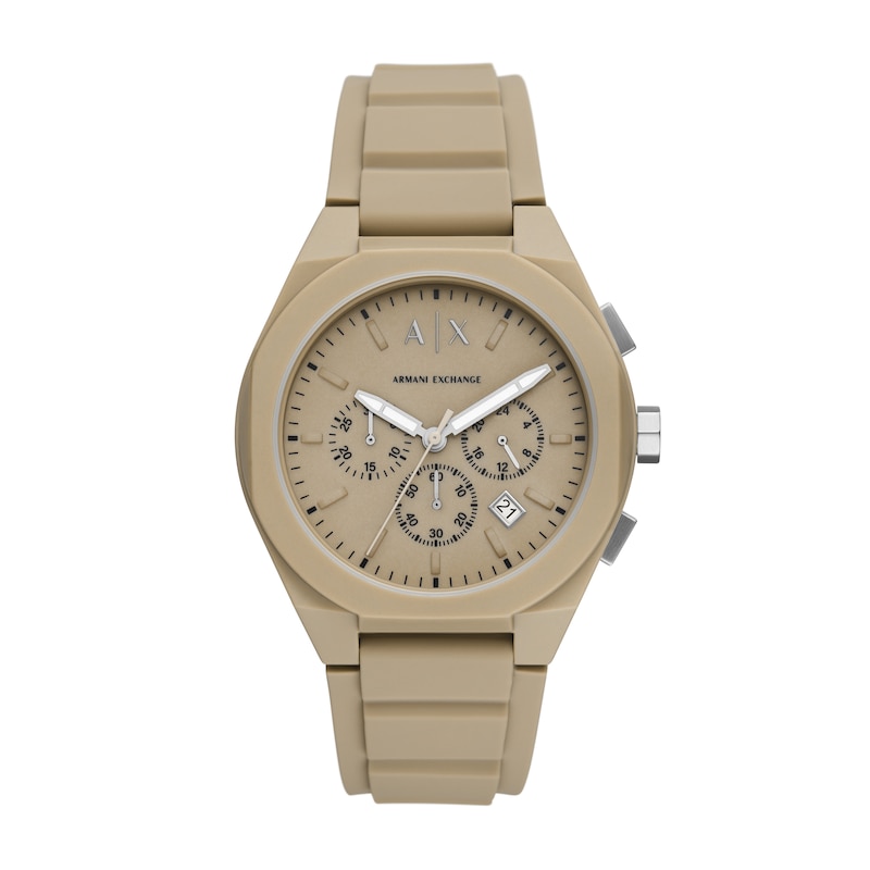Armani Exchange Men's Chronograph Brown Silicone Strap Watch