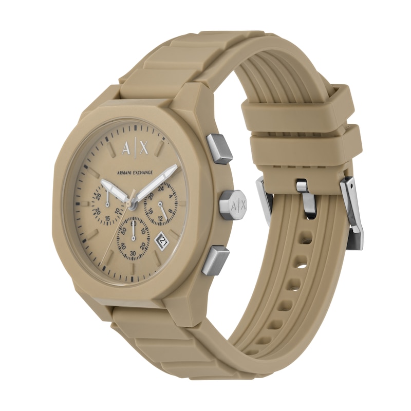 Armani Exchange Men's Chronograph Brown Silicone Strap Watch