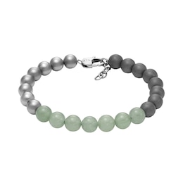 Armani Exchange Men's Green Hematite Beaded Bracelet