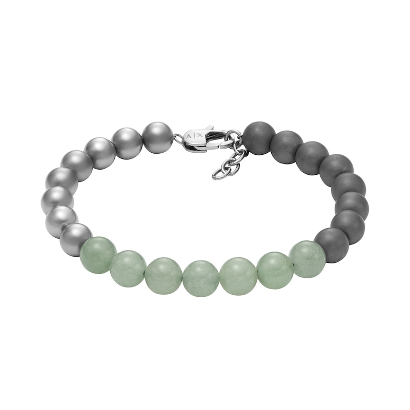 Main Image 1 of Armani Exchange Men's Green Hematite Beaded Bracelet