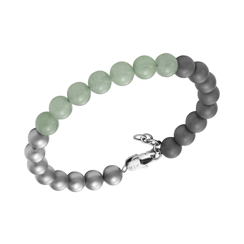 Main Image 2 of Armani Exchange Men's Green Hematite Beaded Bracelet
