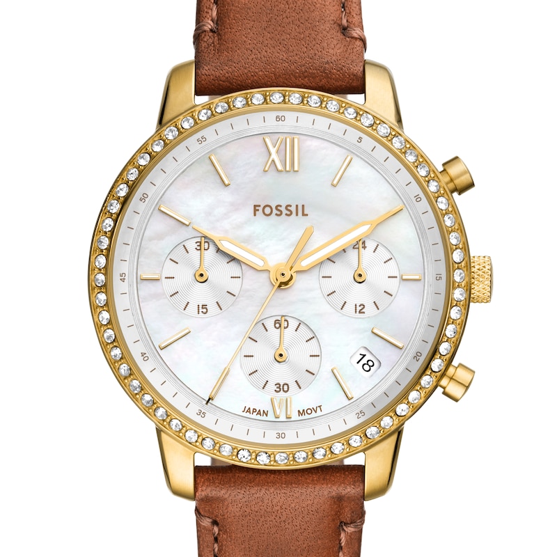 Fossil Neutra Ladies' MOP Dial Brown Leather Strap Watch