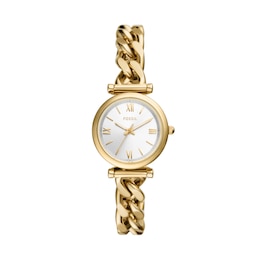 Fossil Carlie Ladies' Gold Tone Stainless Steel Curb Chain Bracelet Watch