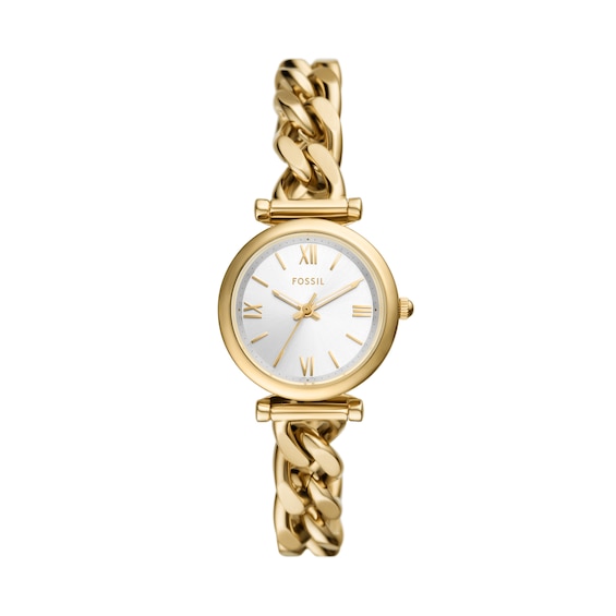 Fossil Carlie Women's Gold Tone Stainless Steel Curb Chain Bracelet Watch