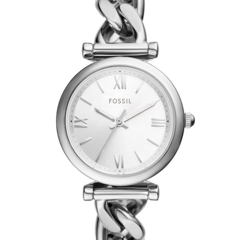 Main Image 2 of Fossil Carlie Ladies' Silver Dial Stainless Steel Curb Chain Bracelet Watch