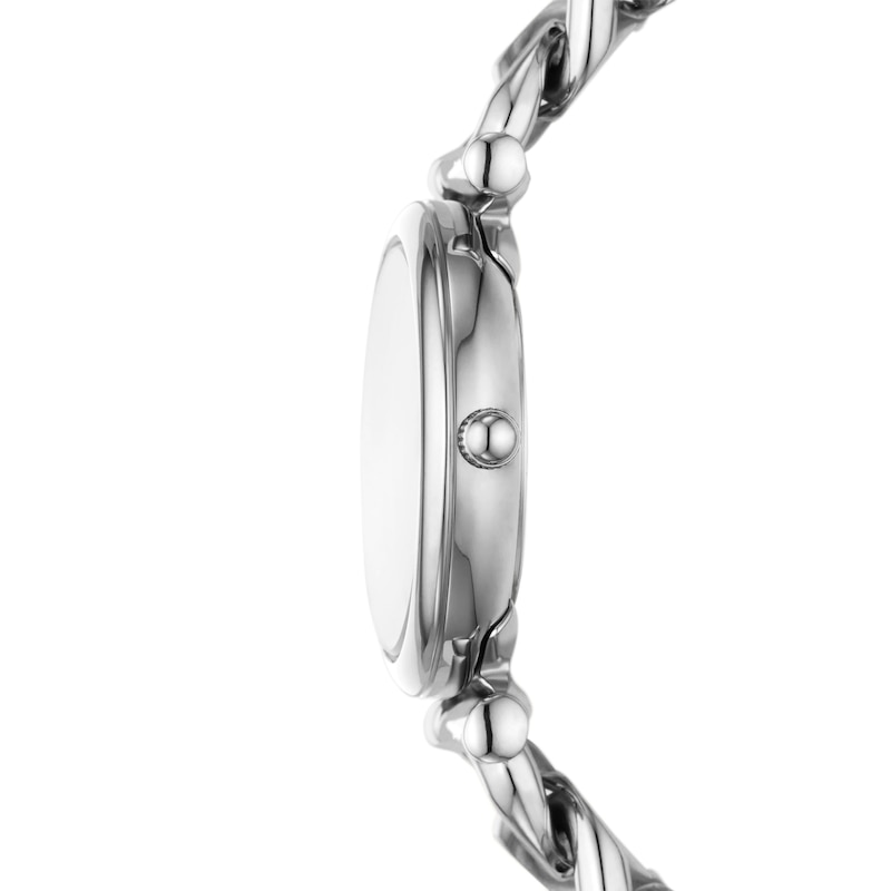 Main Image 3 of Fossil Carlie Ladies' Silver Dial Stainless Steel Curb Chain Bracelet Watch