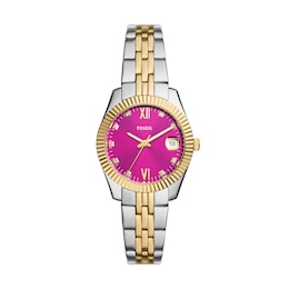 Fossil Scarlette Ladies' Pink Dial Two Tone Stainless Steel Watch