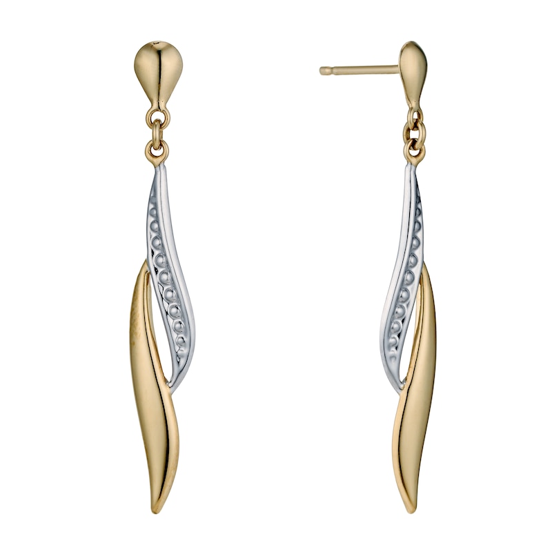 Main Image 1 of 9ct Yellow Gold Flame Drop Earrings