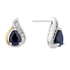 Thumbnail Image 1 of Sterling Silver & 9ct Yellow Gold Teardrop Sapphire Stud Earrings