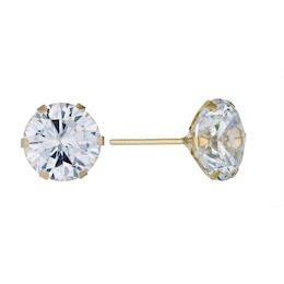 9ct Yellow Gold Cubic Zirconia 8mm Stud Earrings