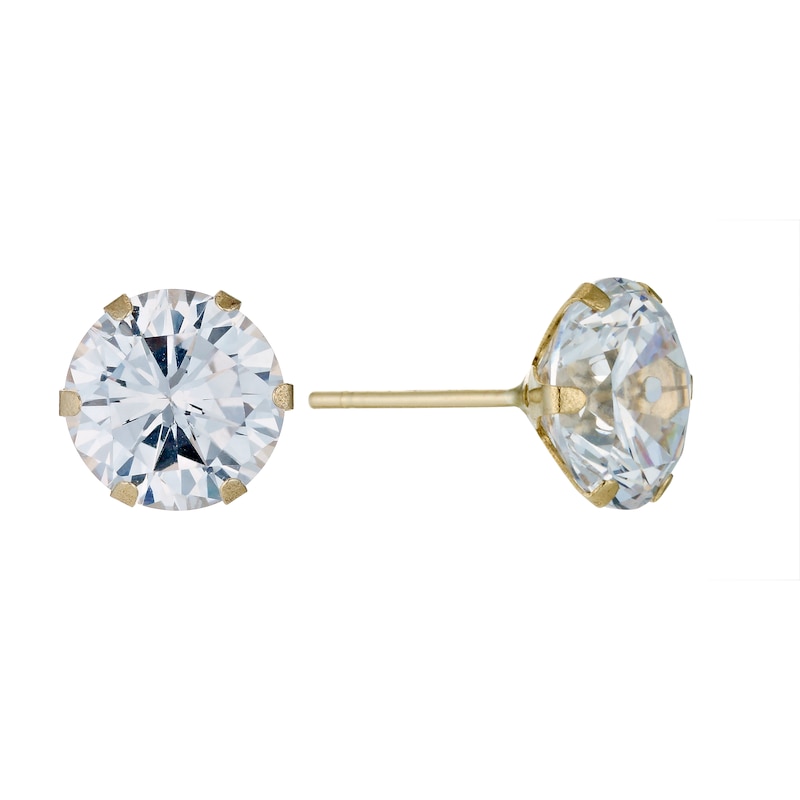Main Image 1 of 9ct Yellow Gold Cubic Zirconia 8mm Stud Earrings