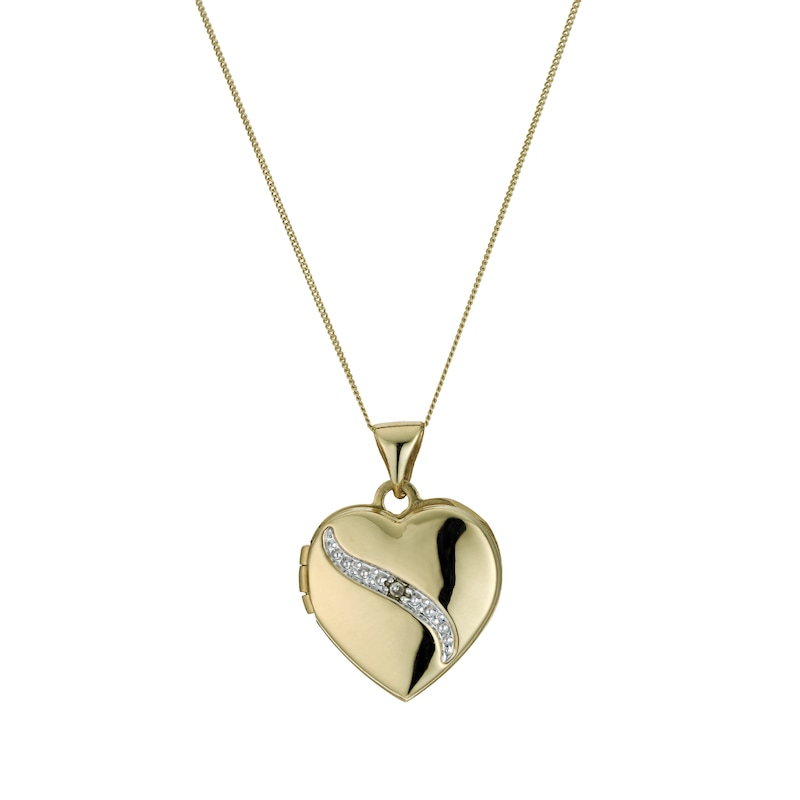 Main Image 1 of 9ct Yellow Gold Diamond Set Heart Locket