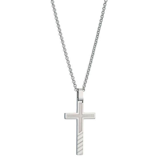 H Samuel Cross Necklace Stainless Steel Cross Pendant