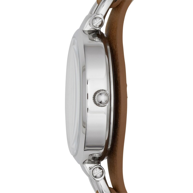 Fossil Ladies' Georgia Brown Leather Cuff Watch