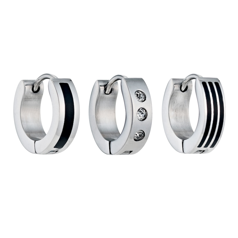 Stainless Steel Set Of 3 Hoop Earrings