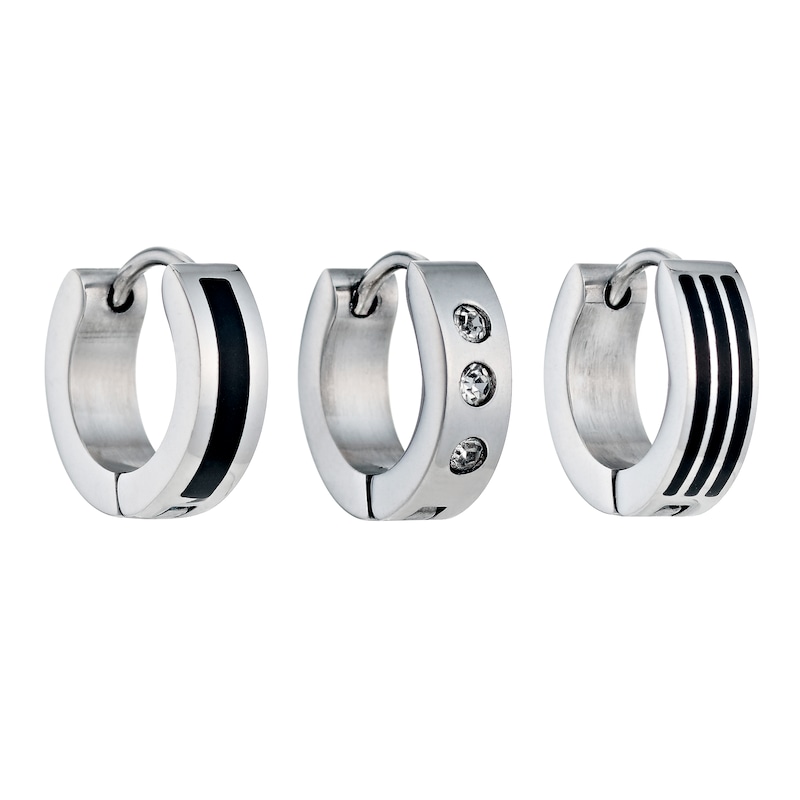 Main Image 1 of Stainless Steel Set Of 3 Hoop Earrings