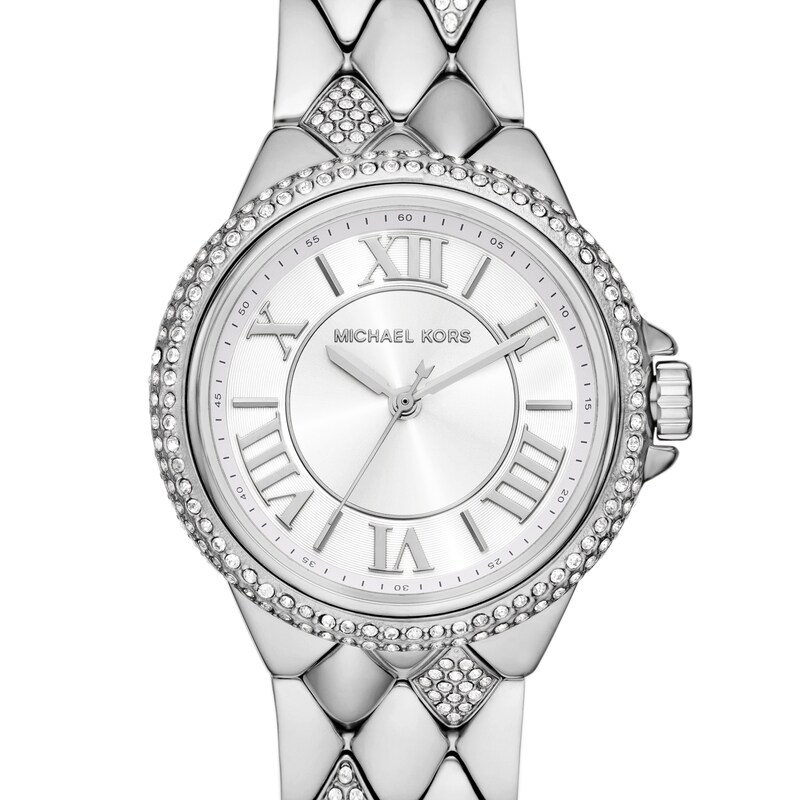 Michael Kors Camille Ladies' Stone Set Quilted Stainless Steel Bracelet Watch