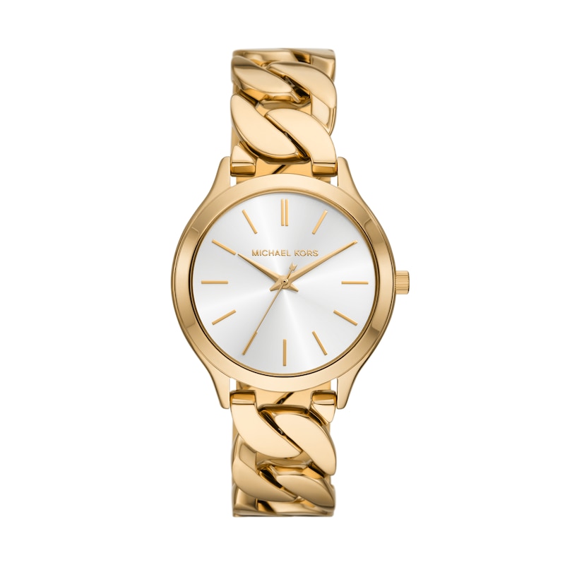 Michael Kors Runway Ladies' Gold Tone Curb Chain Stainless Steel Watch