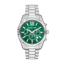 Michael Kors Lexington Men's Green Chronograph Dial & Stainless Steel Watch