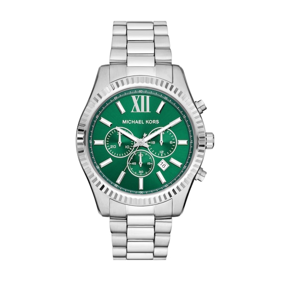 Michael Kors Lexington Mens Green Chronograph Dial and Stain