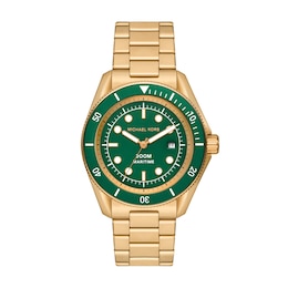 Michael Kors Maritime Men's Green Dial Gold Tone Stainless Steel Watch
