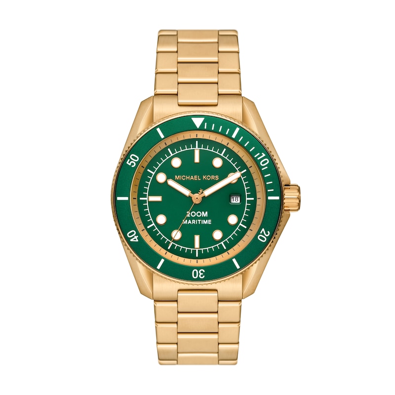 Main Image 1 of Michael Kors Maritime Men's Green Dial Gold Tone Stainless Steel Watch