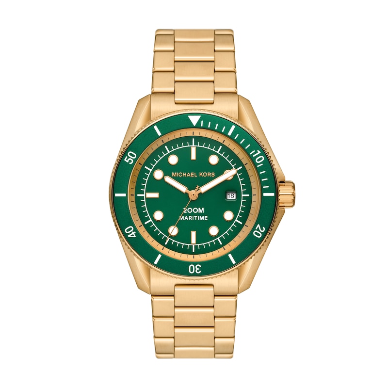 Michael Kors Maritime Men's Green Dial Gold Tone Stainless Steel Watch