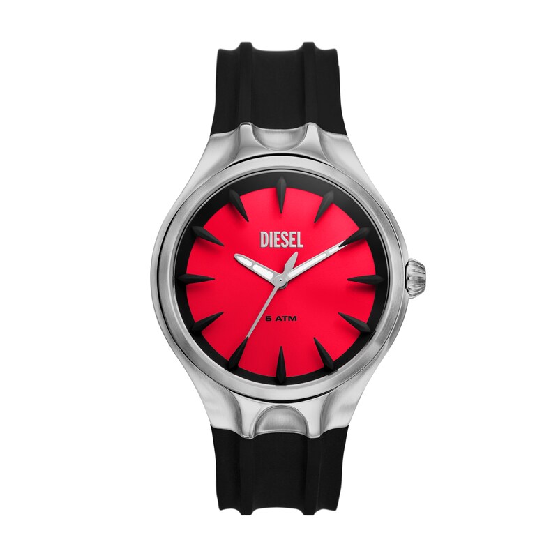 Diesel Streamline Men's Red Dial Silicone Strap Watch