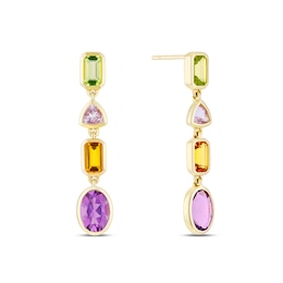 9ct Yellow Gold Cleo Mixed Gem Multi Shape Drop Earrings