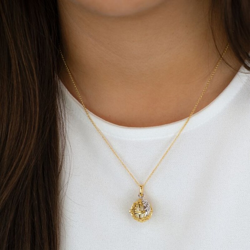 Main Image 2 of Angel Whisperer Sterling Silver Gold Plated Wing Pendant Necklace